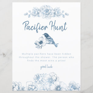 Blue Pacifier Hunt Baby Shower Game Sign