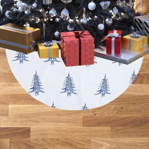 Blue Pagoda Christmas Tree Pattern Tree Skirt