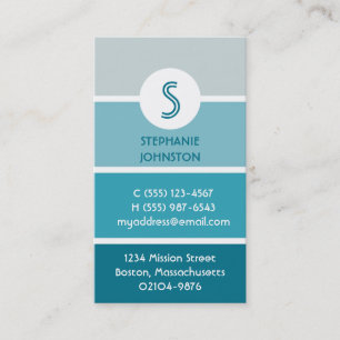 Blue paint chip modern monogram personal calling business card