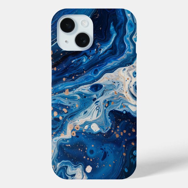Blue Paint Pour Abstract Liquid Pretty Aesthetic Case-Mate iPhone Case (Back)