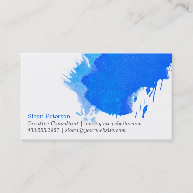 Blue Paint Smudge Business Card (Front)
