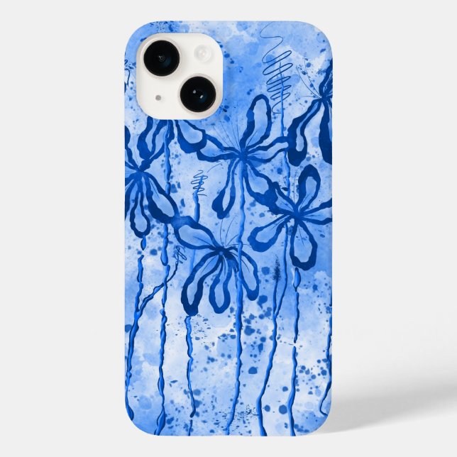 Blue Paint Splatter & Lilies Case-Mate iPhone Case (Back)