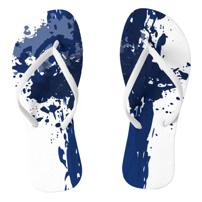 Blue Paint Splatter - Wedding Party Supply - Flip Flops (Footbed)
