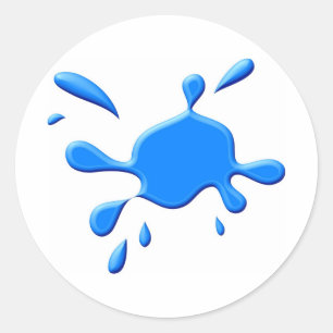 Blue Paint Splodge Classic Round Sticker