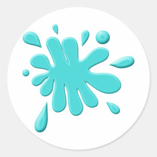 Blue Paint Splodge Classic Round Sticker