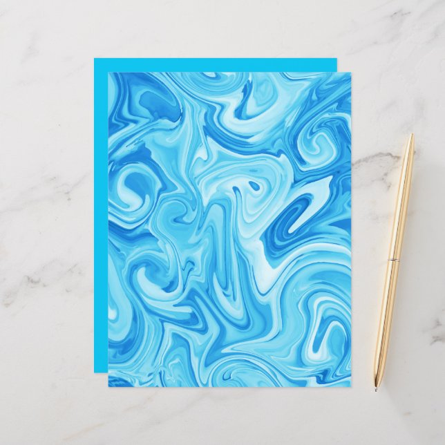 Blue Paint Swirl Art Modern Water Surfing Craft (Front/Back In Situ)