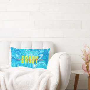 Blue Paint Swirl I LOVE SURFING NAME Ocean Water Lumbar Cushion