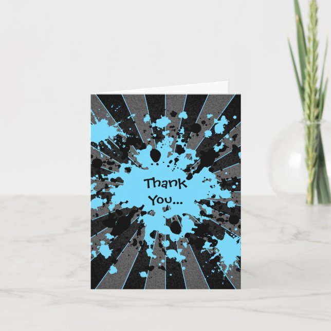 Blue paintball thank you card (Front)