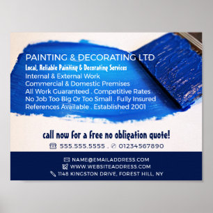 Blue Paintbrush, Painter & Decorator Advertising Poster