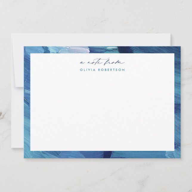 Blue Painted Abstract Art Stationery Note card (Front)