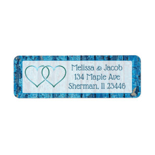 Blue Painted Distressed Wood Wedding Address Label