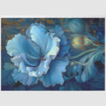 Blue Painted Flower Tissue Paper