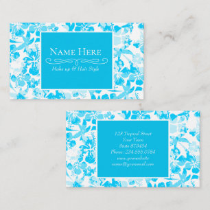 Blue painted tropical floral business card