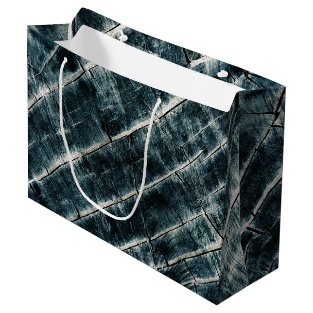 Blue Painted Wood Large Gift Bag (Front Angled)