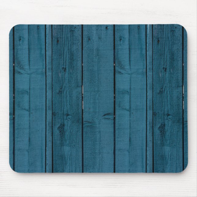 Blue painted wood planks mouse mat (Front)