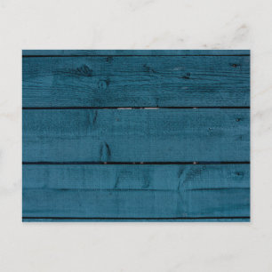 Blue painted wood planks postcard