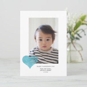 Blue Painterly Heart Modern Valentine's Day Photo Holiday Card