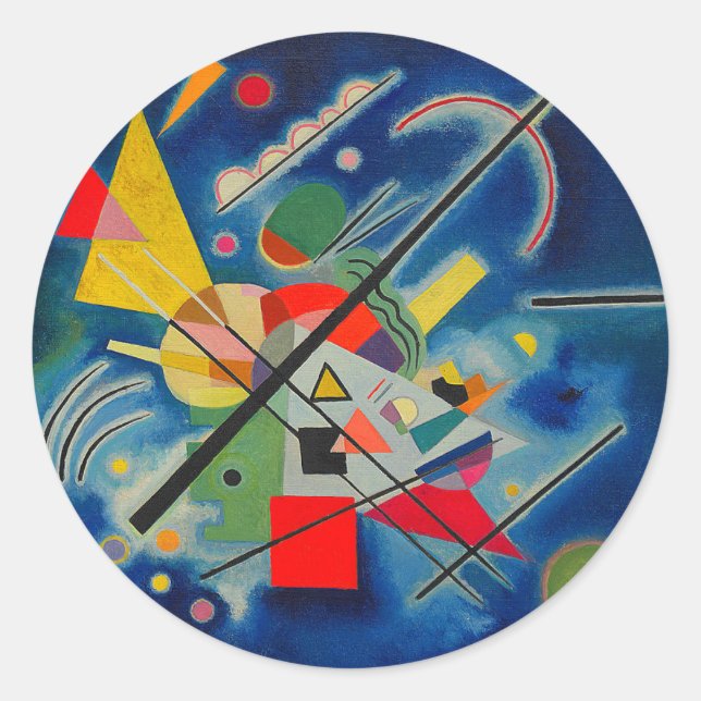 Blue Painting by Wassily Kandinsky Classic Round Sticker (Front)