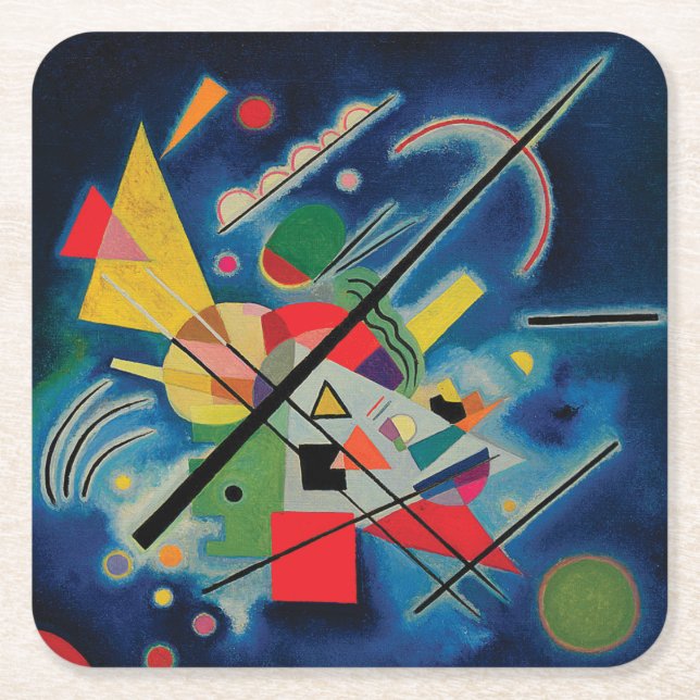 Blue Painting by Wassily Kandinsky Square Paper Coaster (Front)