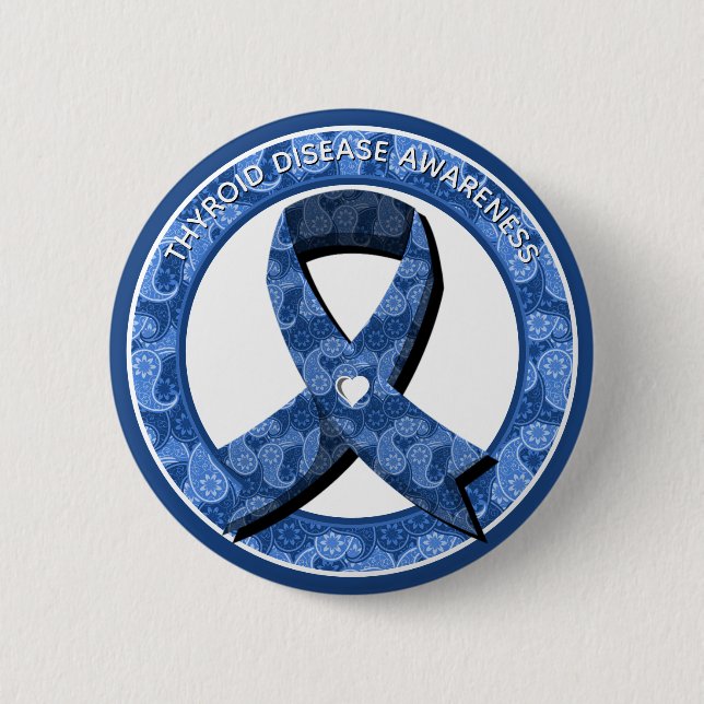 Blue Paisley Awareness Blue Ribbon 6 Cm Round Badge (Front)