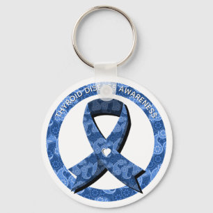 Blue Paisley Awareness Heart Key Ring
