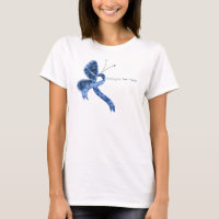 Blue Paisley Awareness Ribbon Butterfly T-Shirt
