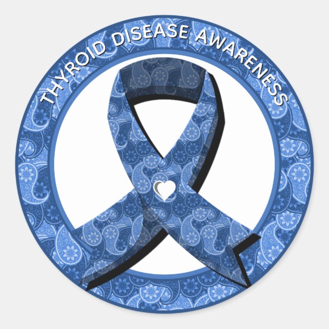 Blue Paisley Awareness Ribbon Classic Round Sticker (Front)