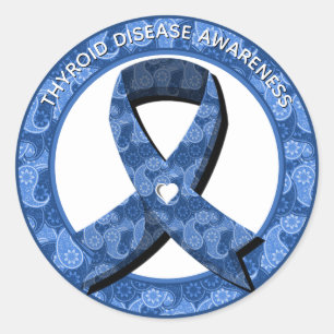 Blue Paisley Awareness Ribbon Classic Round Sticker