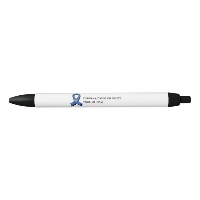 Blue Paisley Awareness Ribbon Fundraiser Black Ink Pen (Front)