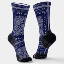 Blue Paisley Bandanna Print Socks