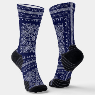 Blue Paisley Bandanna Print Socks