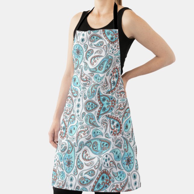 Blue Paisley  Boho Apron (Insitu)