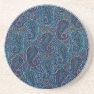 Blue Paisley Boho Designer Coaster