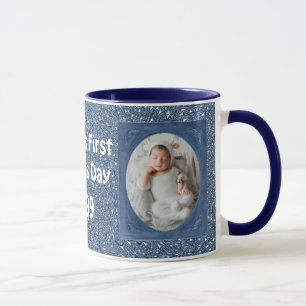 Blue Paisley Daddy's 1st Father's Day Baby's Photo Mug