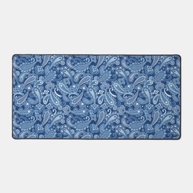 Blue Paisley Desk Mat (Front)