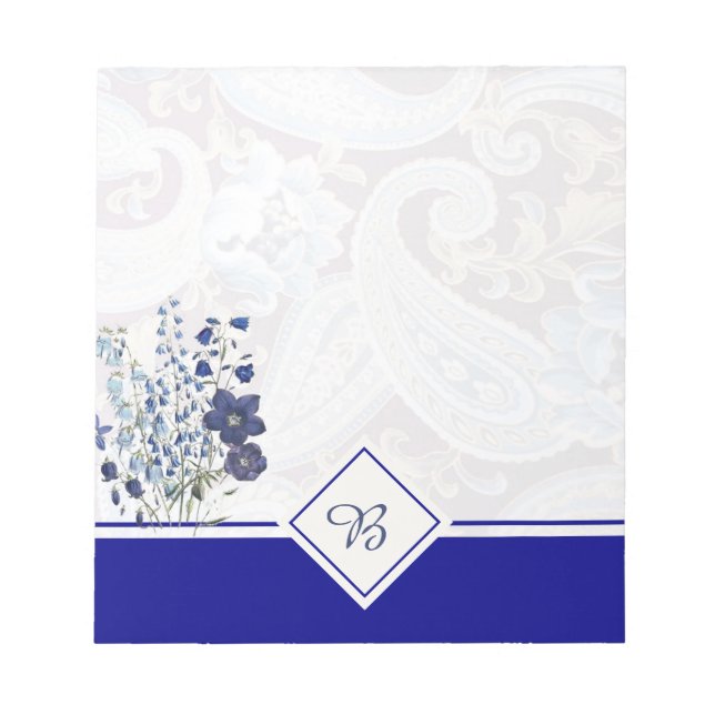 blue paisley floral notepad (Front)