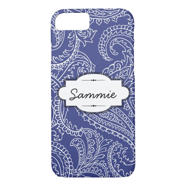 Blue Paisley iPhone 7 Barely There Case (Back)