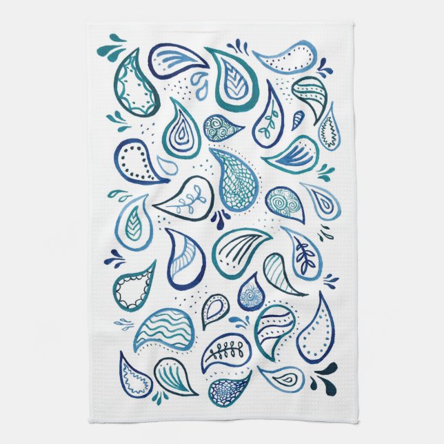 Blue Paisley Kitchen Towel (Vertical)