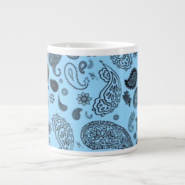 Blue Paisley Large Coffee Mug (Front)