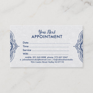 Blue Paisley Mandala Lace Appointment Card