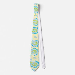 Blue Paisley on Yellow Tie