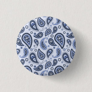 Blue Paisley Pattern 3 Cm Round Badge