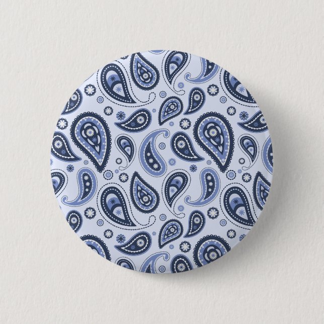 Blue Paisley Pattern 6 Cm Round Badge (Front)