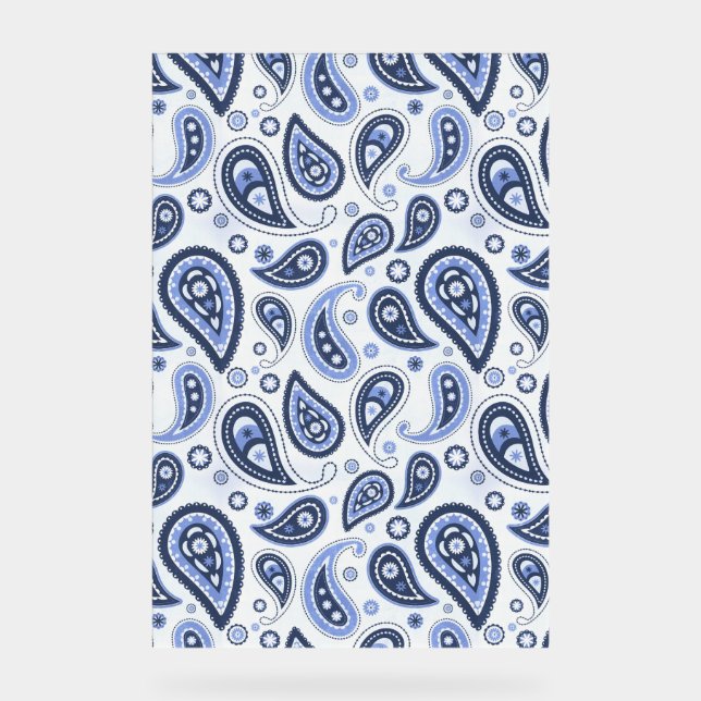 Blue Paisley Pattern Acrylic Sign (Front)