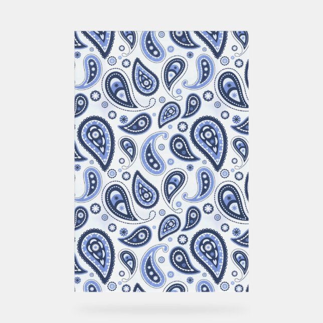 Blue Paisley Pattern Acrylic Sign (Front)