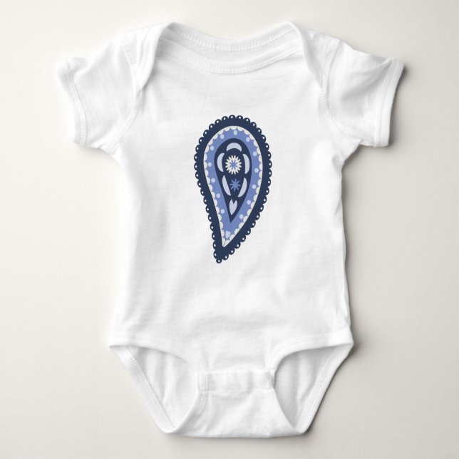 Blue Paisley Pattern Baby Bodysuit (Front)
