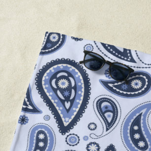 Blue Paisley Pattern Beach Towel