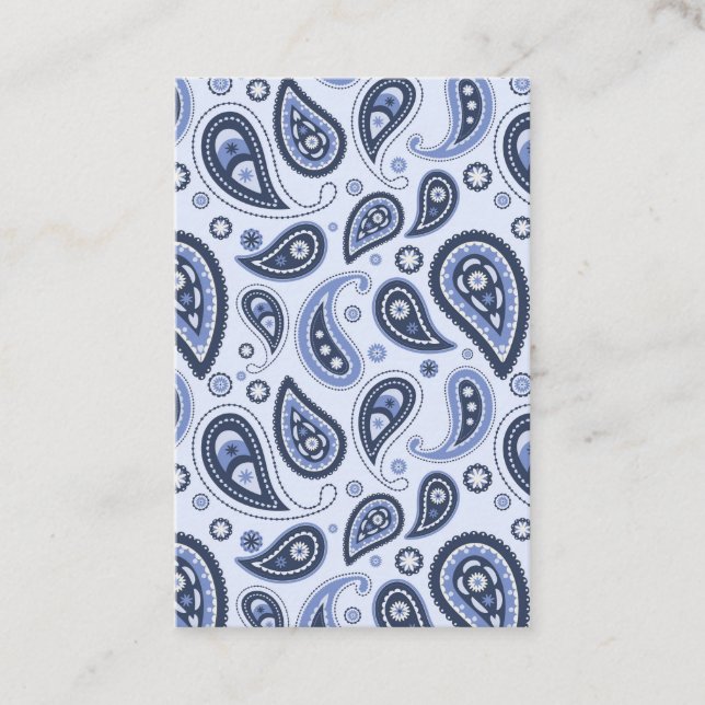 Blue Paisley Pattern Business Card (Front)