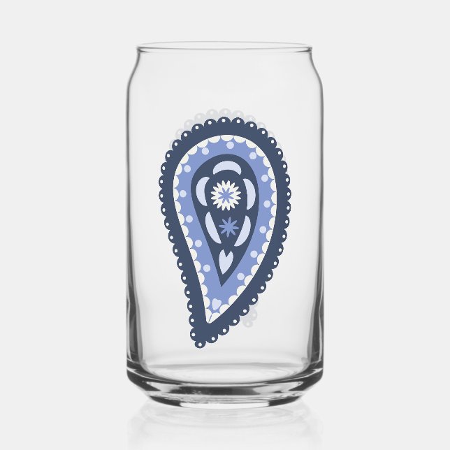 Blue Paisley Pattern Can Glass (Front)
