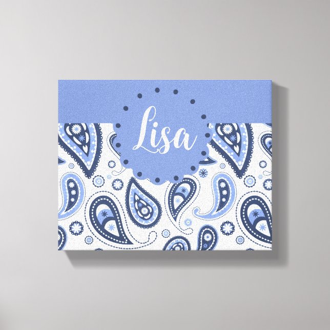 Blue Paisley Pattern Canvas Print (Front)
